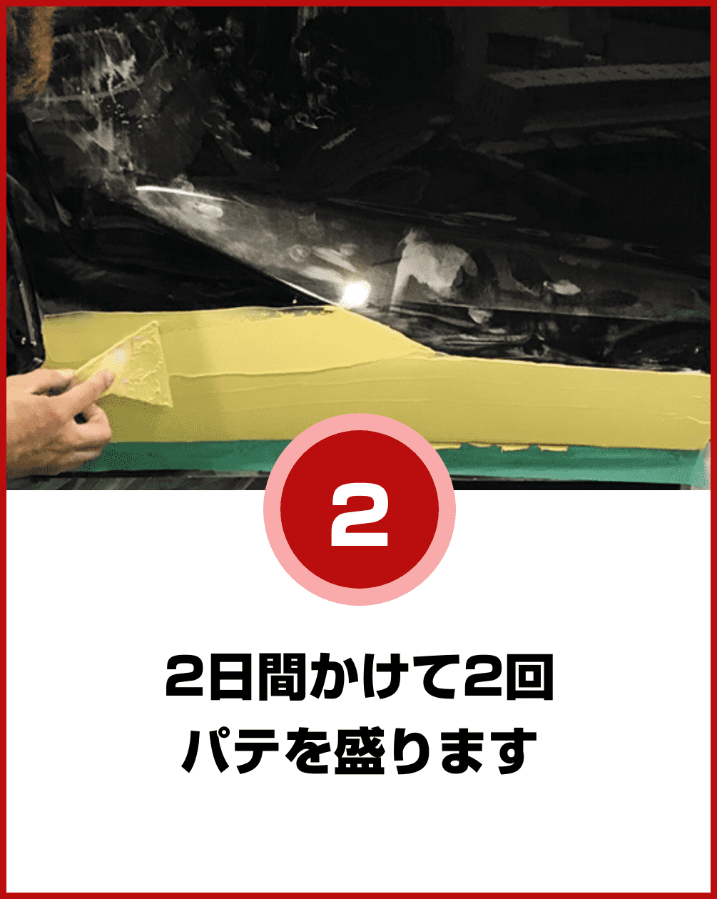 ２日間かけて２回パテを盛ります